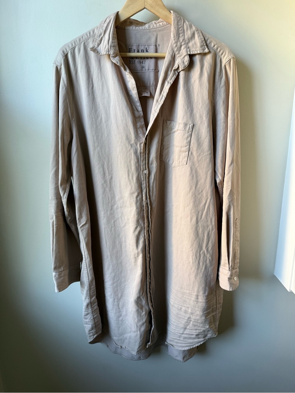 FRANK & EILEEN Mary Shirtdress Dress Midi Oversized Quiet Luxury Coastal XL
